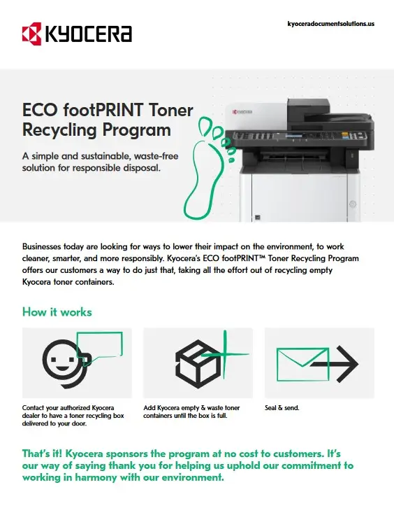ECO FootPRINT, Kyocera, Enviroment, National RAM Business Systems