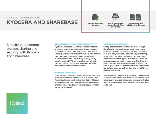 ShareBase, Kyocera, Solution, Software, Document Management, National RAM Business Systems