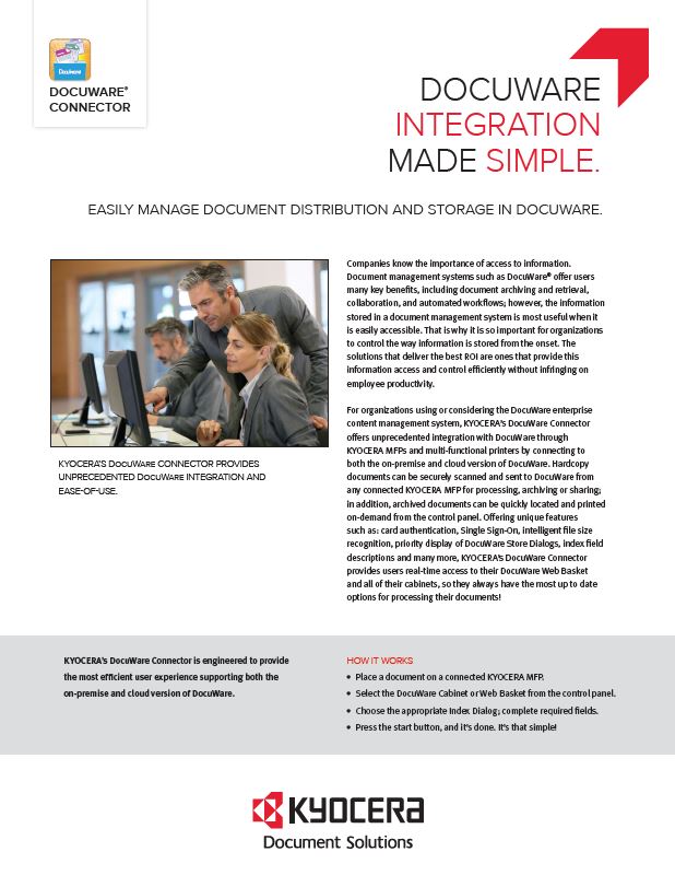 Kyocera, Software, Document Management, Docuware Connector, National RAM Business Systems
