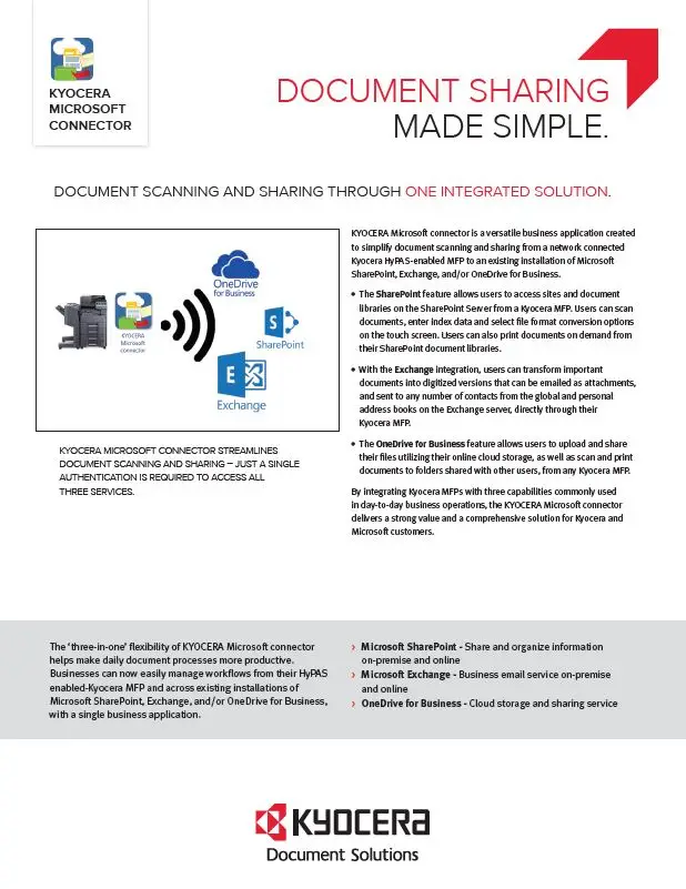 Kyocera, Software, Document Management, Kyocera, Microsoft Connector, National RAM Business Systems