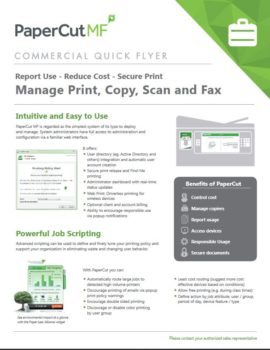 Commercial Flyer Cover, Papercut MF, National Ram Business Systems, Kyocera, KIP, HP, San Gabriel Valley, California, CA